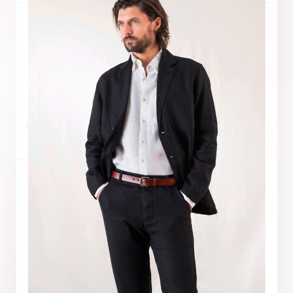 NWT Black Linen Suit by Alex Crane.